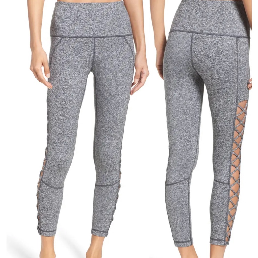 Zella Lace it Up High Waist Midi leggings, Small